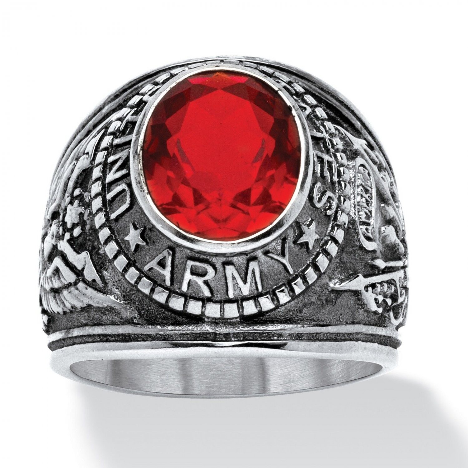 ARMY RUBY STAINLESS STEEL MILITARY RING ALL SIZES 8 9 10 11 12 13
