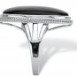 BLACK ONYX OVAL CABOCHON RING STERLING SILVER 6 7 8 9 10