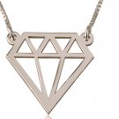 DIAMOND SHAPED NECKLACE: STERLING SILVER, 24K GOLD, ROSE GOLD