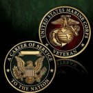 MARINE CORPS VETERAN CAREER OF SERVICE GOLD EGA 1.75" CHALLENGE COIN