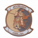 4" MARINE CORPS VMM-764 MOONLIGHT HELI HOOK & LOOP TAN EMBROIDERED JACKET PATCH