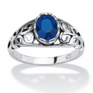 STERLING SILVER SAPPHIRE SEPTEMBER BIRTHSTONE SCROLL RING SIZE 5 6 7 8 9 10