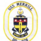 4.875" NAVY USS DD-976 MERRILL EMBROIDERED PATCH
