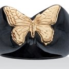 GENUINE BLACK JADE BUTTERFLY RING 10K YELLOW GOLD 6 7 8 9 10