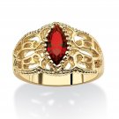 WOMEN MARQUISE CUT 14K GOLD FILIGREE JANUARY GARNET BIRTHSTONE RING 5 6 7 8 9 10