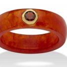 ROUND GENUINE GARNET AND RED JADE RING BAND 10K YELLOW GOLD 5 6 7 8 9 10