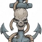 ANCHOR WITH SKELETON 4" HELMET TOOLBOX CAR BUMPER STICKER DECAL MADE IN USA