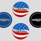 NAVY SUBMARINE DOLPHIN GOLD OR SILVER 4 PIECE COASTER SET