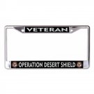 veteran operation desert shield logo black military chrome license plate frame