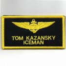 4" NAVY TOPGUN TOM ICEMAN KAZANSKI LIGHT YELLOW HOOK & LOOP JACKET PATCH