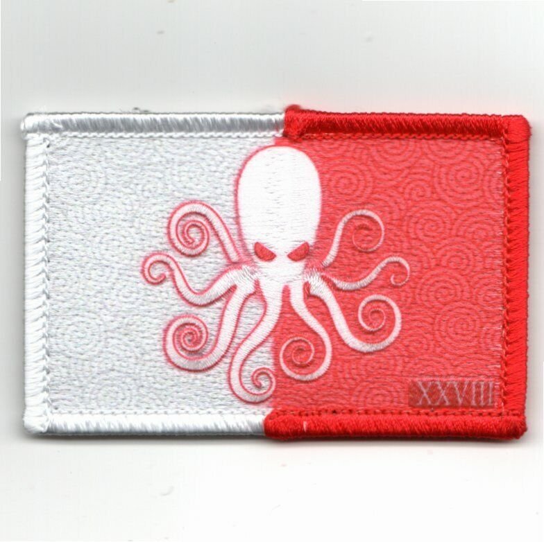NAVY HSC-28 NAUTICAL FLAG OCTOPUS RED WHITE HOOK & LOOP EMBROIDERED JACKET PATCH