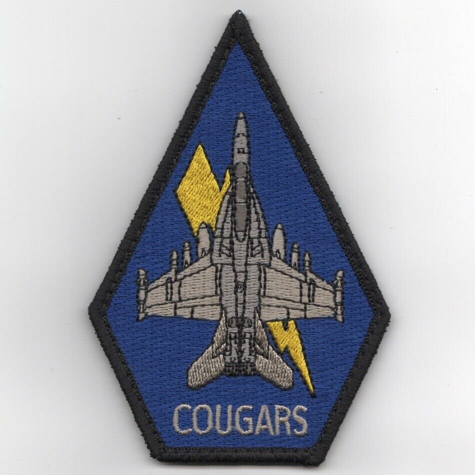 4.5" NAVY VAQ-139 E/A-18G COFFIN BLUE COUGARS EAS EMBROIDERED JACKET PATCH