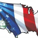 USA WAVY FLAG STAUE OF LIBERTY TOOL BOX HELMET BUMPER STICKER DECAL MADE IN USA