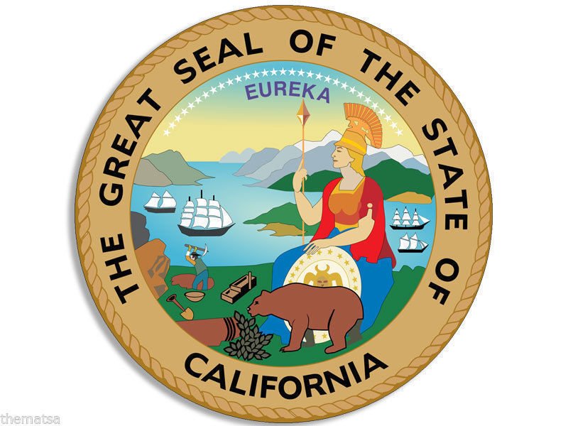 GREAT STATE OF CALIFORNIA SEAL 4 HELMET CAR BUMPER STICKER DECAL MADE 