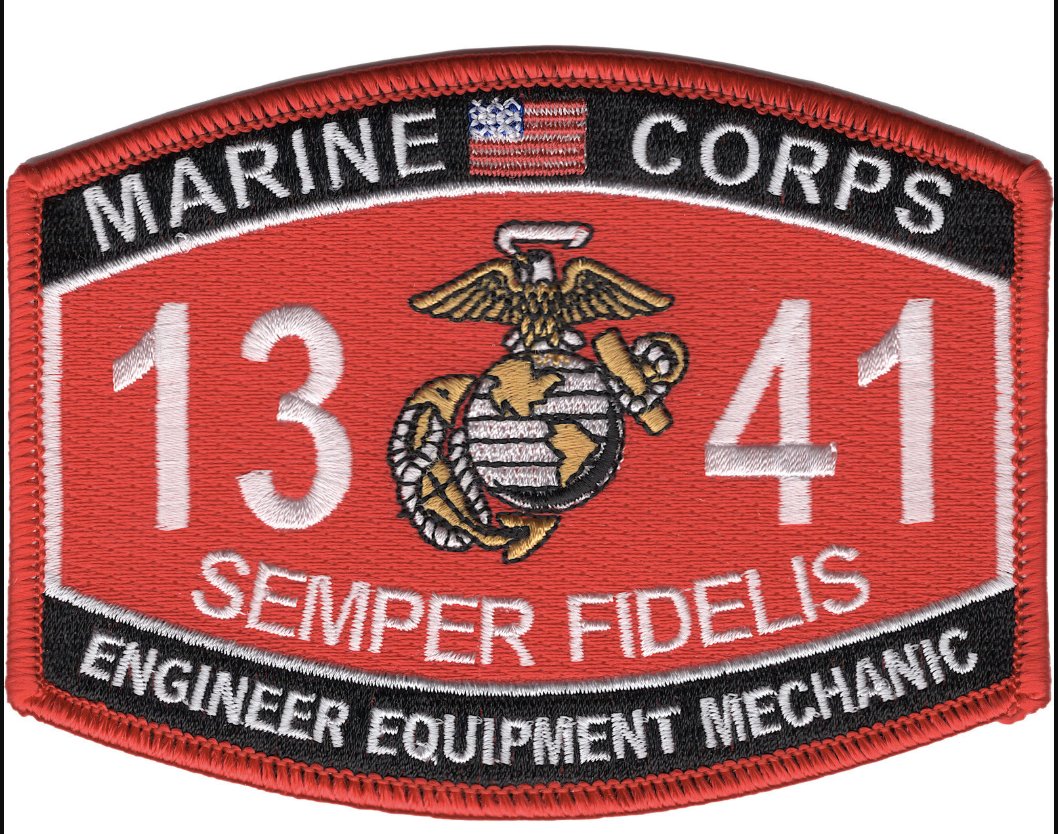 4.5" MARINE CORPS MOS 1341 ENGINEER EQUIPMENT MECHANIC EGA EMBROIDERED