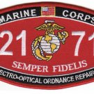 MARINE CORPS MOS 2171 ELECTRO-OPTICAL ORDNANCE REPAIRER EGA EMBROIDERED PATCH