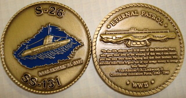 NAVY USS S-26 SS-131 LOST SUBMARINE CHALLENGE COIN