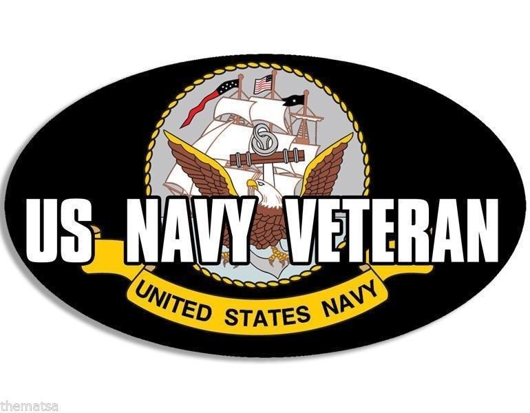 NAVY VETERAN OVAL 5" HELMET BUMPER STICKER DECAL MADE IN USA