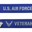 AIR FORCE VETERAN EMBROIDERED FOB KEY CHAIN