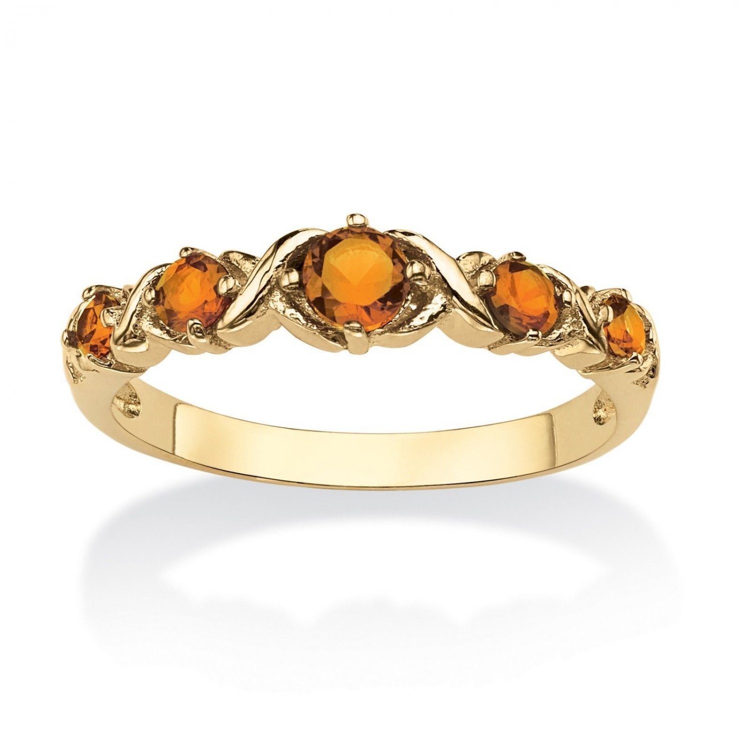 14K GOLD CITRINE ROUND BIRTHSTONE "X & O" GP SIZE 5,6,7,8,9,10
