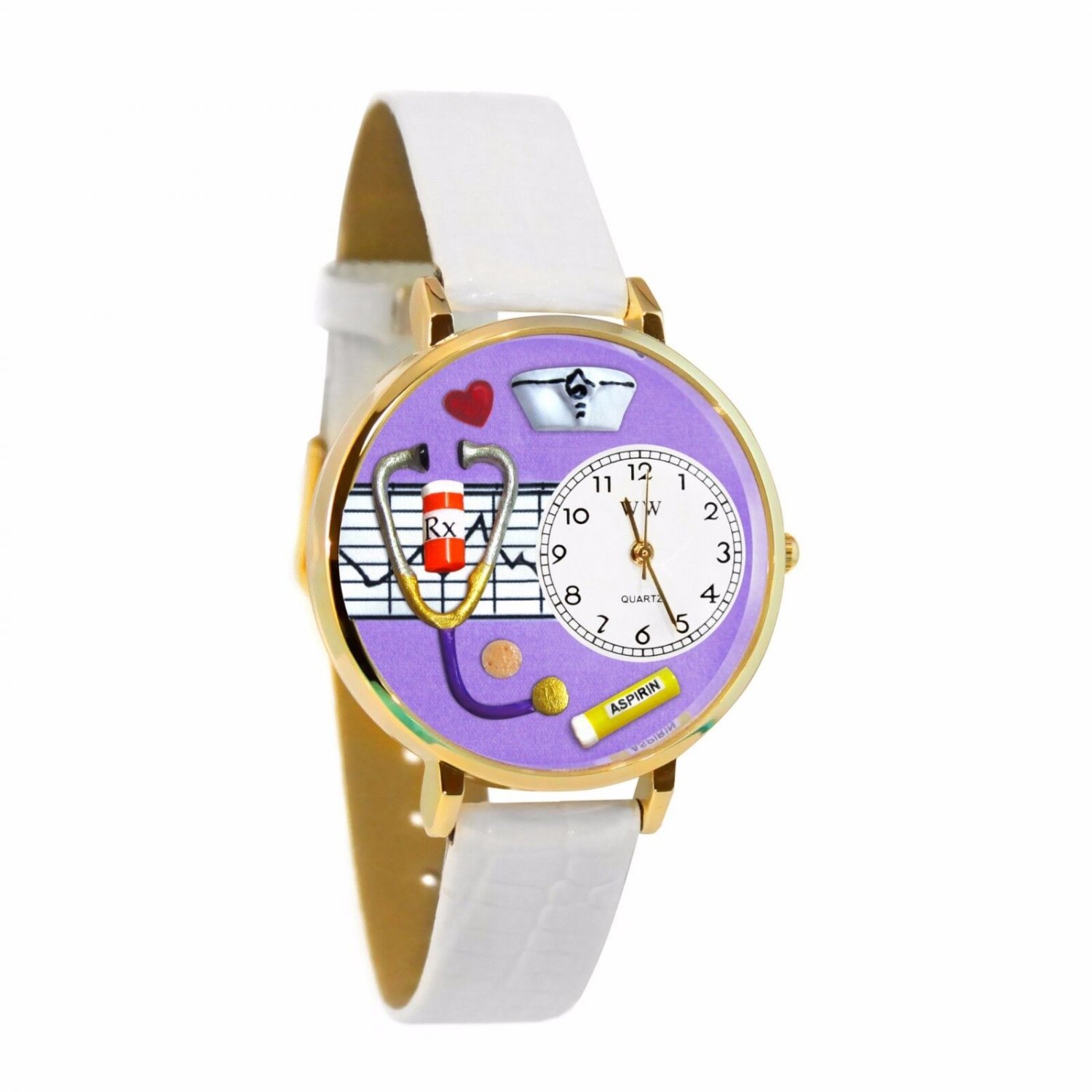 PERSONALIZED NURSE PURPLE UNISEX GOLD  WATCH FREE ENGRAVING UNISEX