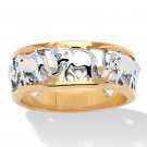 WOMENS 18K GOLD PLATED ELEPHANT CARAVAN TUTONE  RING 5 6 7 8 9 10
