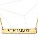 GOLD GP ROMAN NUMERAL BAR NECKLACE PERSONALIZED