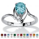 WOMENS SILVER PEAR SHAPED BLUE TOPAZ CRYSTAL ACCENT RING SIZE 5,6,7,8,9,10