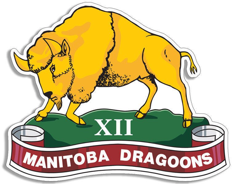 XII MANITOBA DRAGOONS CANADA ARMY 4" HELMET BUMPER DECAL STICKER USA MADE