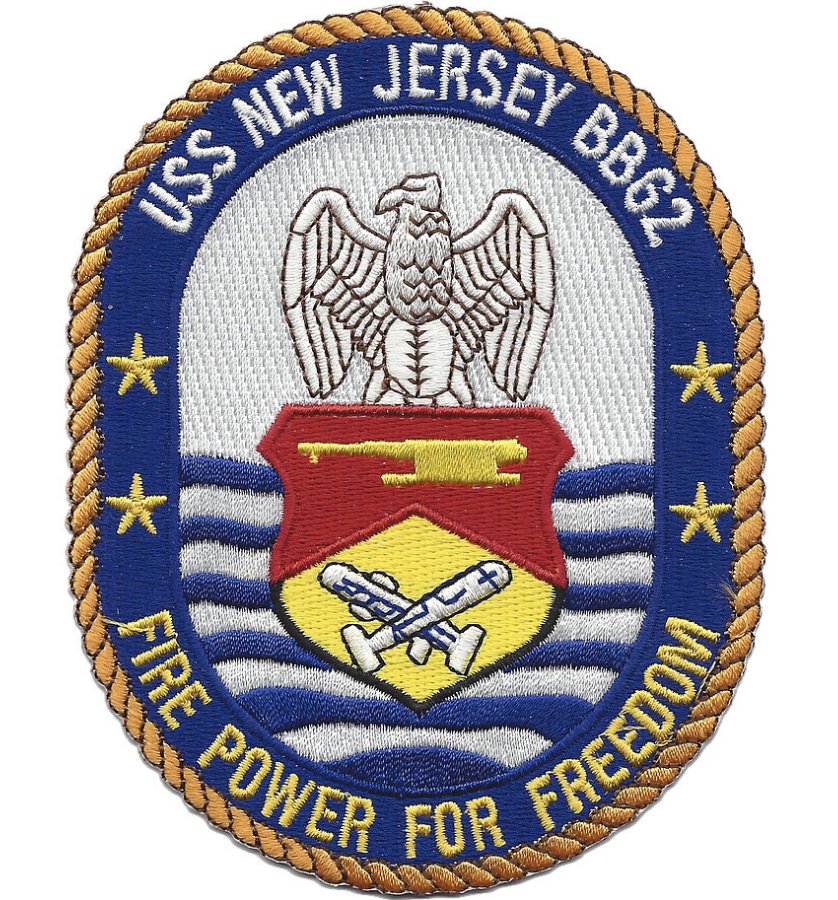 5" USS NAVY BB-62 NEW JERSEY EMBROIDERED PATCH