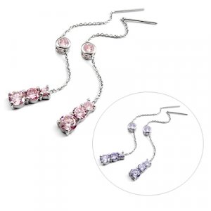 24897-Sterling silver ear pins with Rhinestones