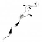 24929-Sterling silver necklace with black agate