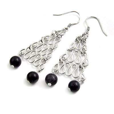 24441-sterling silver platium plated with agate earring