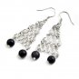 24441-sterling silver platium plated with agate earring