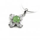 24644-Sterling silver,jade,rhinestoe  pendant