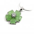 24654-Sterling silver,jade,rhinestoe pendant
