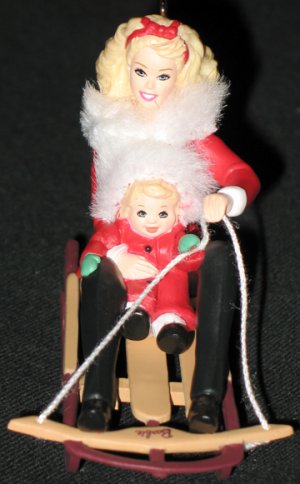 Winter Fun with Barbie and Kelly ornament