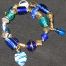 Blue seashell heart mermaid treasure--a memory wire bracelet