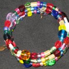 Golden lock and key on rainbow walk memory wire bracelet