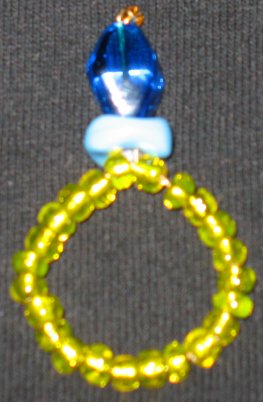Oversized blue diamond beaded ring w/free PUSH bracelet