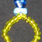 Oversized blue diamond beaded ring w/free PUSH bracelet