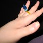 Oversized blue diamond beaded ring w/free PUSH bracelet