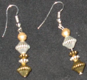 Silver and Gold Diamond Tower Dangle Earrings