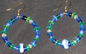 Sea Blue Age hoop dangling earrings