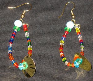 Colorful mermaid tail dangling hoop earrings