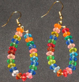 Hawaiian Rainbow fruitloop dangling hoop earrings