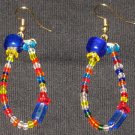 Rainbow Blue frosty ice dangling hoop earrings