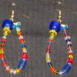 Rainbow Blue frosty ice dangling hoop earrings