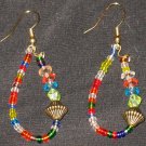 Rainbow Jeweled Orient dangling hoop earrings