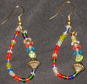 Rainbow Jeweled Orient dangling hoop earrings